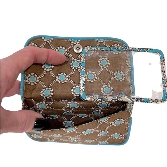Vera Bradley Quickstep Wallet Totally Turq Turquoise/Brown/Tan EUC - Picture 5 of 6